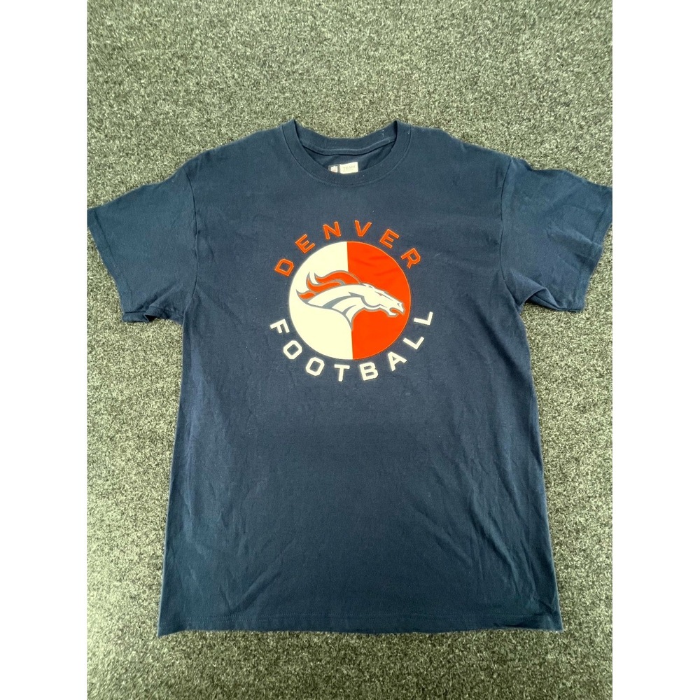 Denver Broncos T Shirt Mens Large Navy Blue NFL Football Team Apparel Sportswear